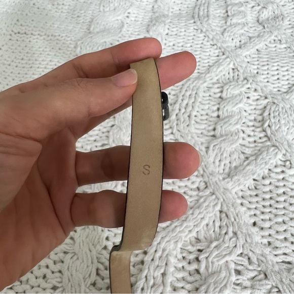 J. Crew Speckled Metallic Leather Nubuck Belt Black Size S - Picture 4 of 7